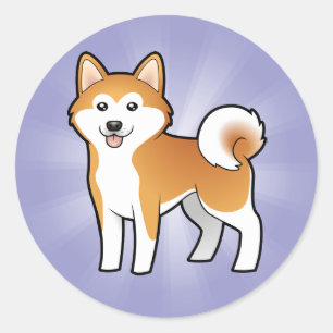 Cartoon Akita Inu / Shiba Inu Runder Aufkleber