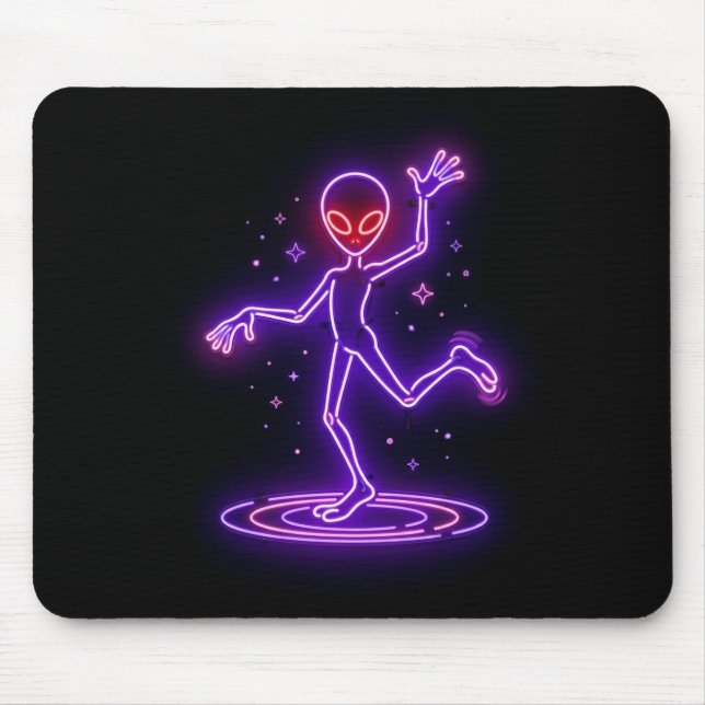 Cartoon Alien Dancing Amongst Small Starbursts Mousepad (Vorne)