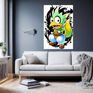 Cartoon Alien Vogelkreatur Art der AI Poster