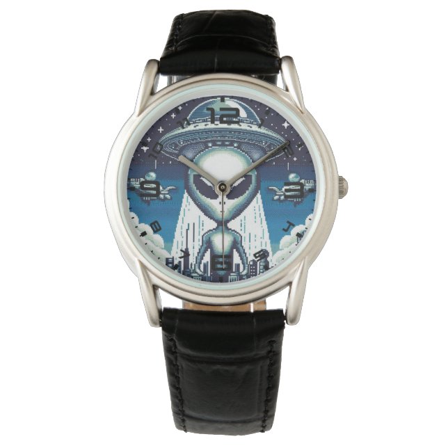 Cartoon Alien Watch Armbanduhr (Vorderseite)