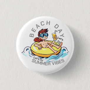 Cartoon am Strand auf aufblasbarem Ring Button