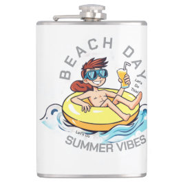 Cartoon am Strand auf aufblasbarem Ring Flachmann