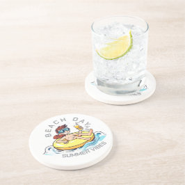 Cartoon am Strand auf aufblasbarem Ring Getränkeuntersetzer