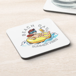 Cartoon am Strand auf aufblasbarem Ring Getränkeuntersetzer