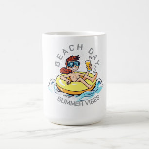 Cartoon am Strand auf aufblasbarem Ring Kaffeetasse