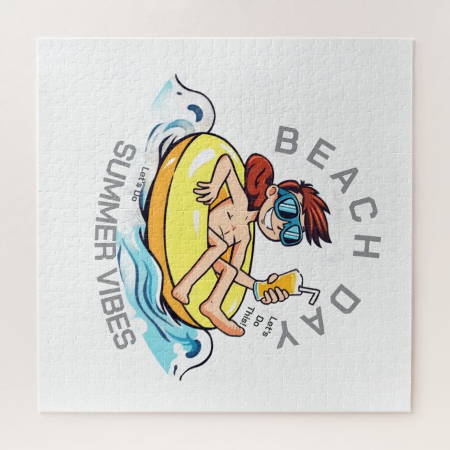 Cartoon am Strand auf aufblasbarem Ring Puzzle (Horizontal)