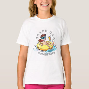 Cartoon am Strand auf aufblasbarem Ring T-Shirt