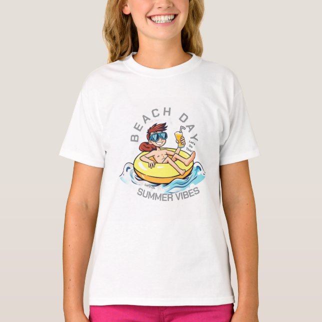 Cartoon am Strand auf aufblasbarem Ring T-Shirt (Vorderseite)