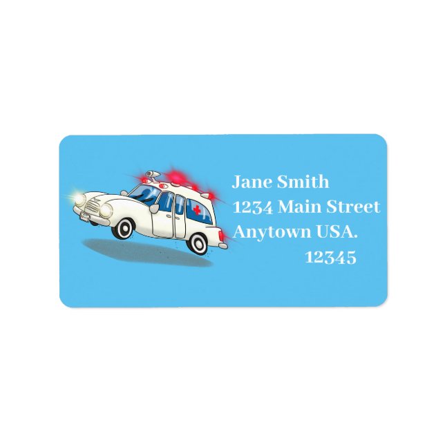 Cartoon Ambulance Adressaufkleber (Vorne)