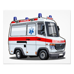 Cartoon Ambulance Car Fotodruck