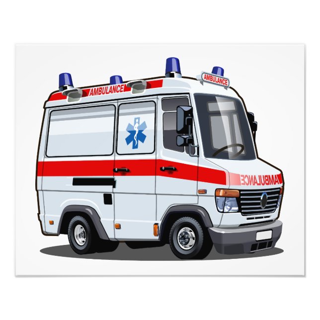 Cartoon Ambulance Car Fotodruck (Vorne)
