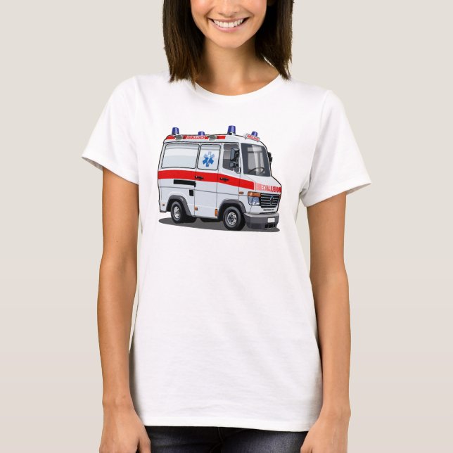 Cartoon Ambulance Car T-Shirt (Vorderseite)