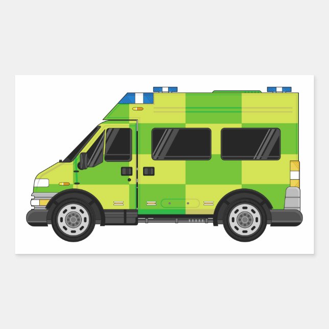 Cartoon Ambulance Rechteckiger Aufkleber (Vorderseite)
