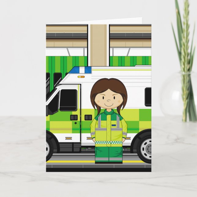 Cartoon Ambulance und EMT Karte (Vorderseite)
