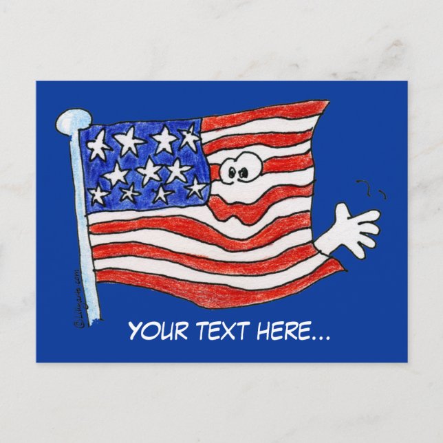 Cartoon American Flag Postkarten (Vorderseite)
