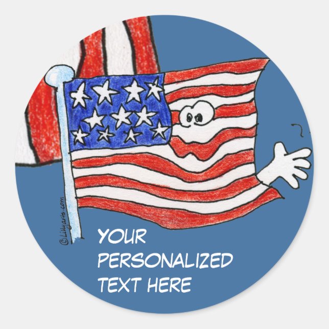 Cartoon American Flag Stickers (Vorderseite)