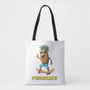 Cartoon Ananas mit Sonnenbrille auf einem Skateboa