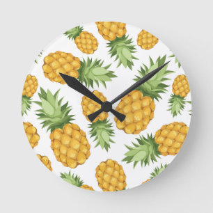 Cartoon-Ananas-Muster Runde Wanduhr