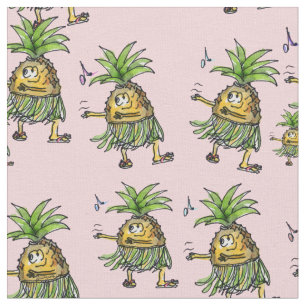 Cartoon Ananas tanzen Hawaiian Hula Stoff