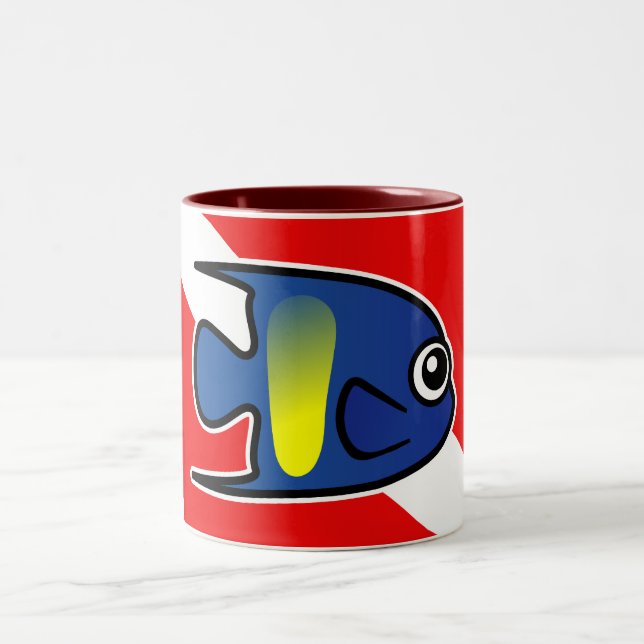 Cartoon Angelfish Angelfischflagge Zweifarbige Tasse (Mittel)