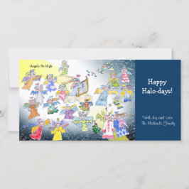 Cartoon Angeln auf Holiday Foto Card Feiertagskarte