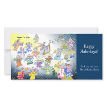 Cartoon Angeln auf Holiday Foto Card