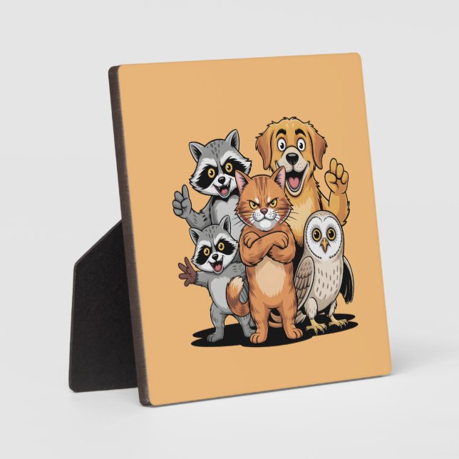 Cartoon Animal Friends Team Illustration Fotoplatte (Vorderseite)