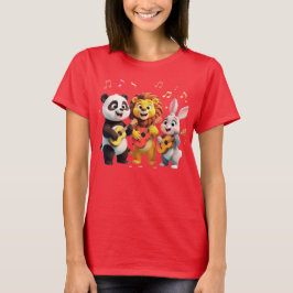 🎵 Cartoon Animal Music Party – Fun & Cute Musical T-Shirt