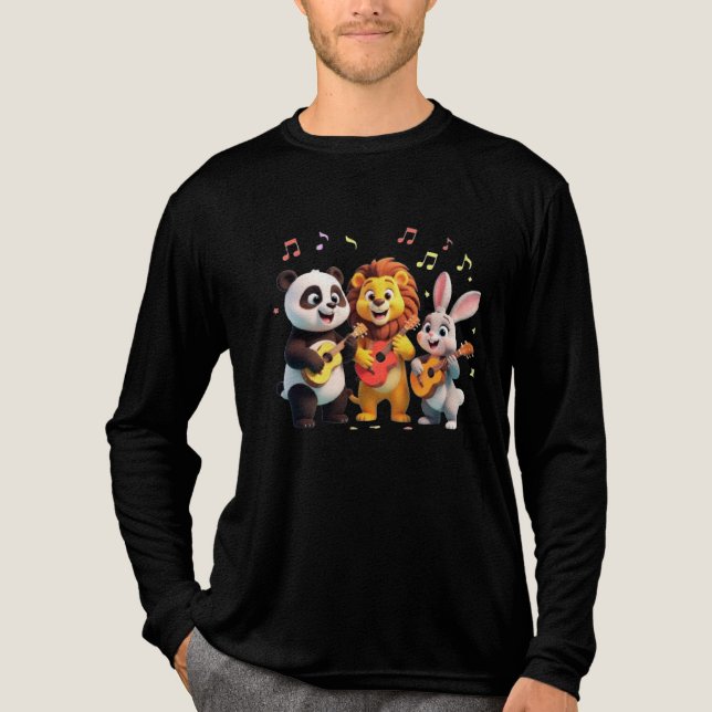 🎵 Cartoon Animal Music Party – Fun & Cute Musical Tri-Blend Shirt (Vorderseite)