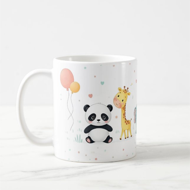Cartoon Animal Parade in Pastel - Fun Tasse Design (Links)