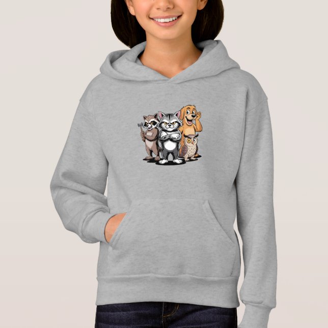 Cartoon Animal Team Character Illustration Hoodie (Vorderseite)