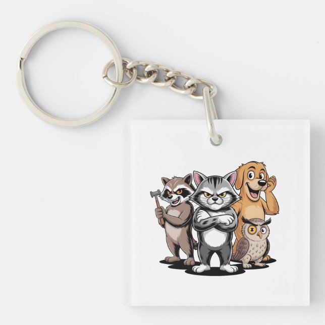 Cartoon Animal Team Character Illustration Schlüsselanhänger (Vorderseite)