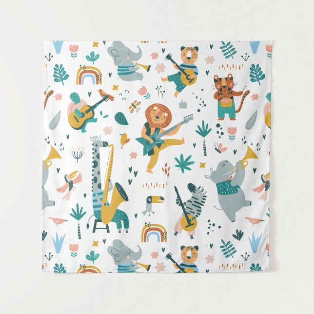 Cartoon Animals Band Wandteppich (Vorderseite)