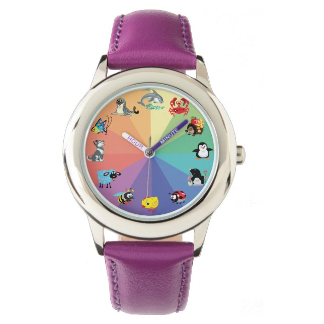 Cartoon animals for kids armbanduhr (Vorderseite)