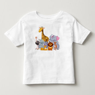 Cartoon Animals Kleinkind Fine Jersey T - Shirt