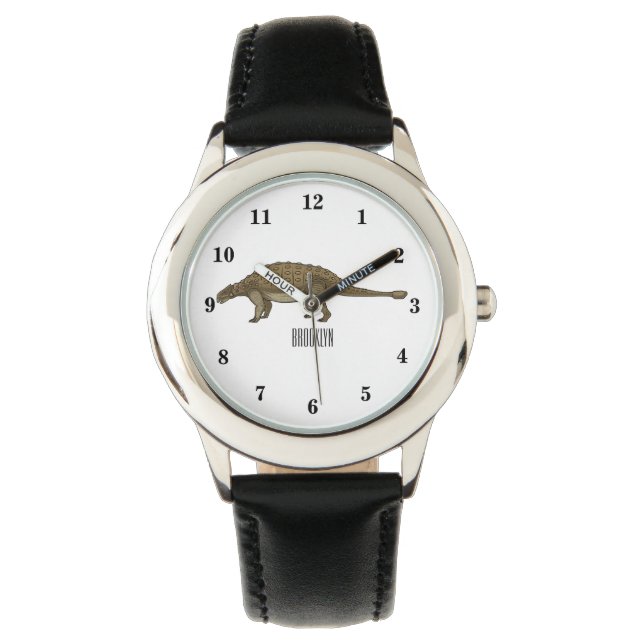 Cartoon Ankylosaurus Armbanduhr (Vorderseite)