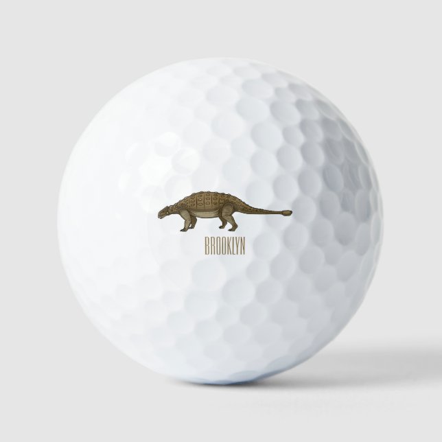 Cartoon Ankylosaurus Golfball (Vorderseite)