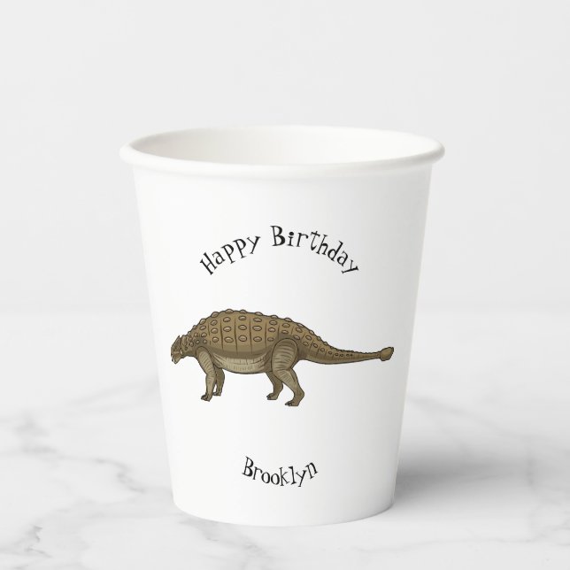 Cartoon Ankylosaurus Pappbecher (Vorderseite)