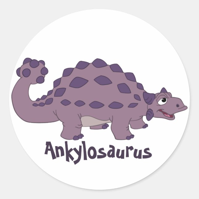 Cartoon Ankylosaurus Runder Aufkleber (Vorderseite)