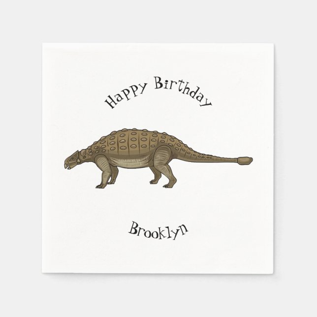 Cartoon Ankylosaurus Serviette (Vorderseite)
