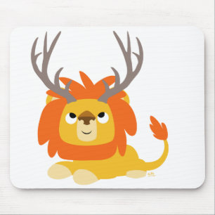 Cartoon Antlered Lion mousepad