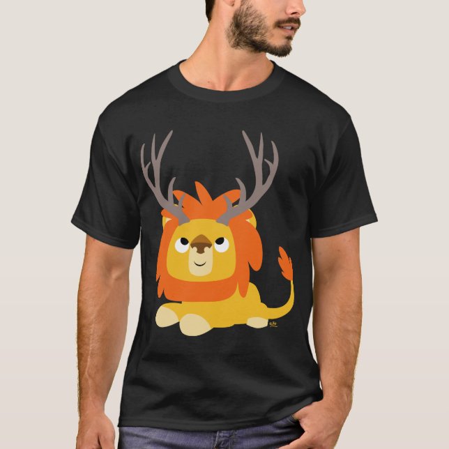 Cartoon Antlerter Löwe T - Shirt (Vorderseite)
