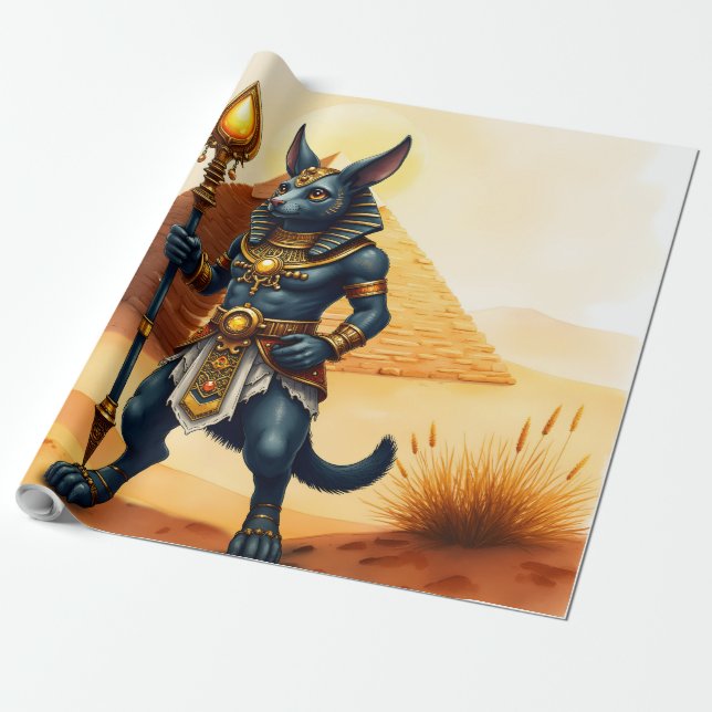 Cartoon Anubis - Ägyptischer Gott des Nachlebens Geschenkpapier (Ungerollt)