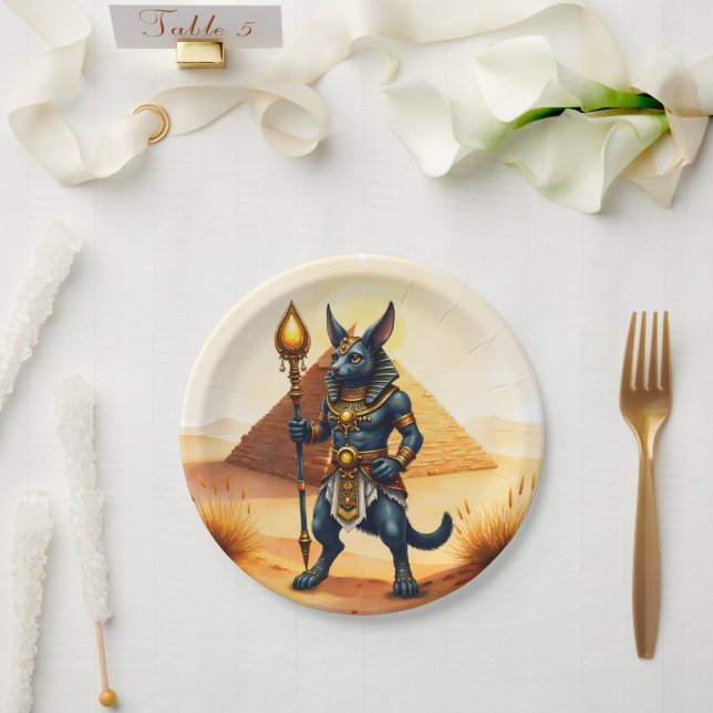 Cartoon Anubis - Ägyptischer Gott des Nachlebens Pappteller (Hochzeit)