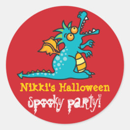 Cartoon Aquamarines Halloween-Party des grünen Mag Runder Aufkleber