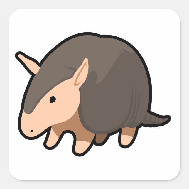 Cartoon Armadillo Quadratischer Aufkleber (Vorderseite)