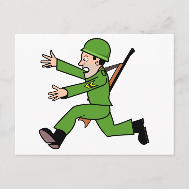 Cartoon Army Soldier Postkarte (Vorderseite)