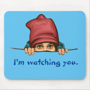 Cartoon Art Graphic Eye Peer Peeking Spy Lurk Man Mousepad