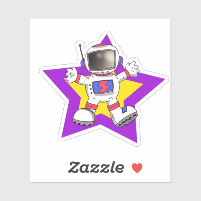 Cartoon Astronaut in Star Design Aufkleber (Blatt)