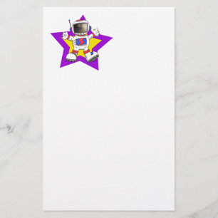 Cartoon Astronaut in Star Design Briefpapier